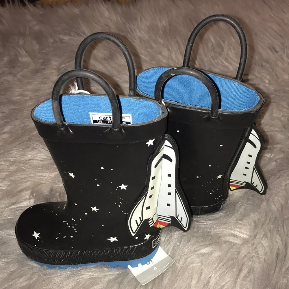 NEW! Carter’s Rain Boots 4-D Space Rocket Shoes size 4